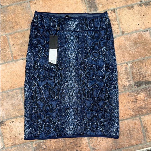 BCBGMaxAzria Navy Snake Print Pencil Skirt